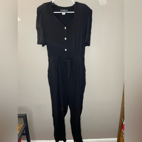 Molly Malloy Vintage Black Button-Down Jumpsuit Size 16 - Picture 1 of 6